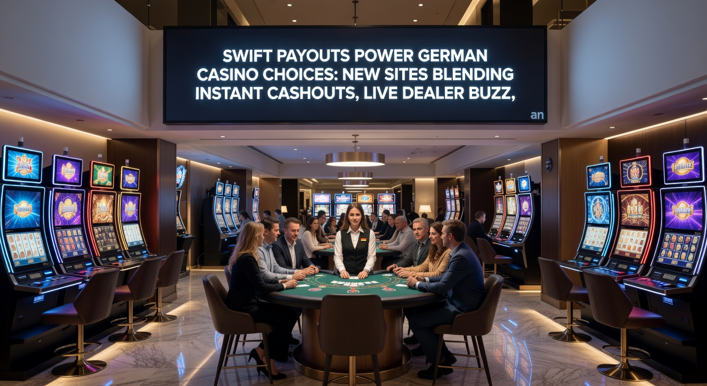 Visuelle Darstellung eines Live-Dealer-Tisches mit Dealerin, schnellen Auszahlungs-Icons und Bonus-Überladungen auf einem Laptop-Bildschirm